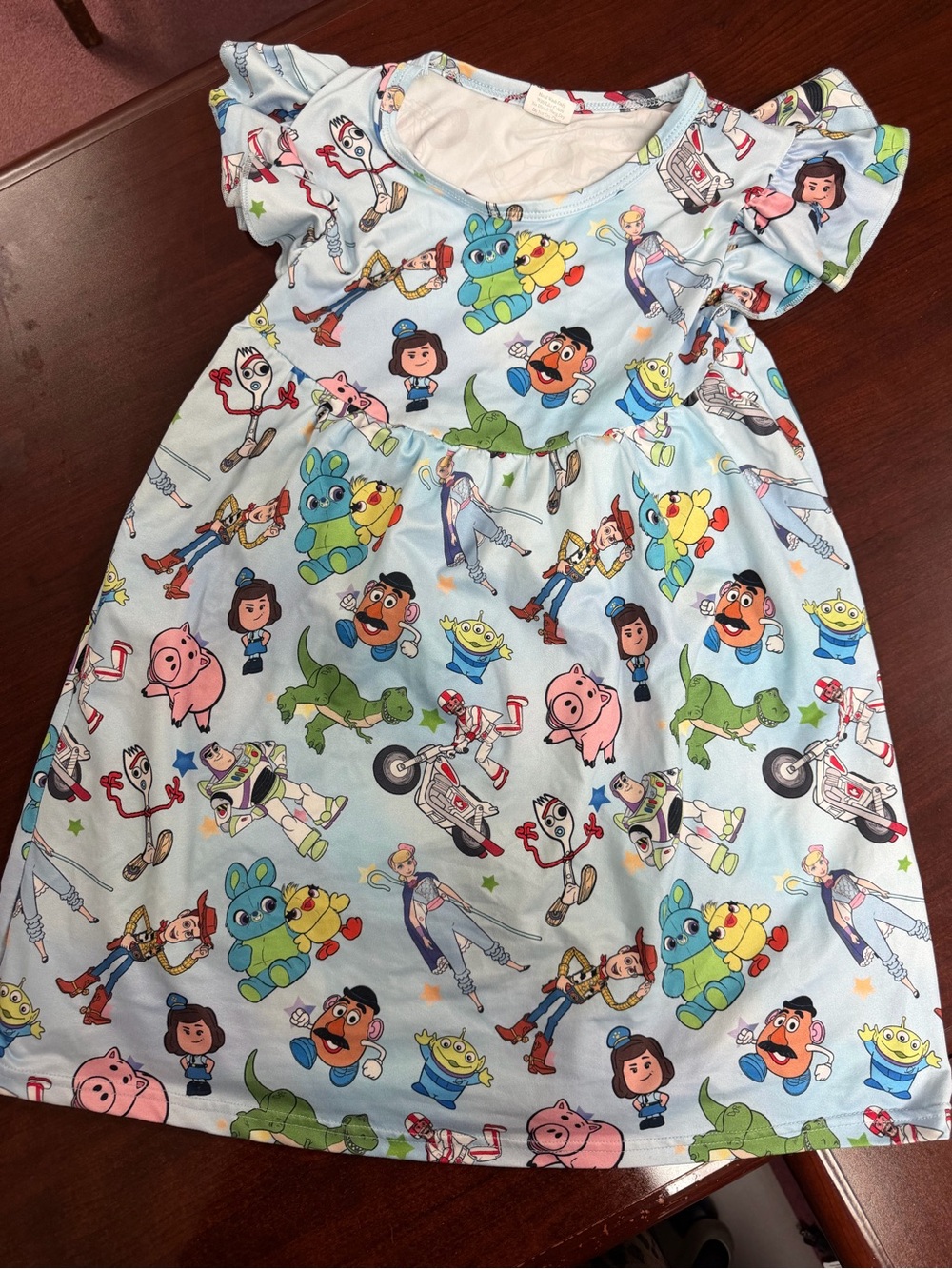 Light Blue Toy Story Print Girls' Dress